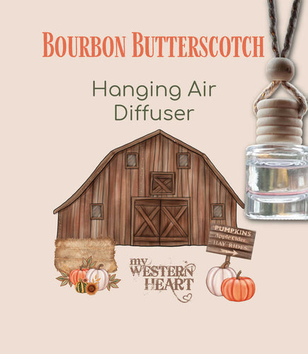 Bourbon Butterscotch Hanging Car Air Diffuser for Fall