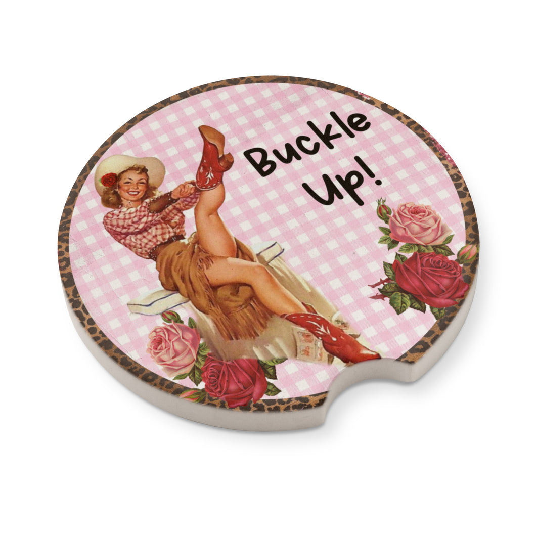 Car Coaster with Cowgirl Buckle Up!