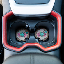 Car Coasters Turquoise Roses and Feathers