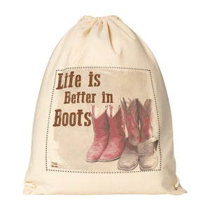 Draw String Backpack Life is Better in Boots