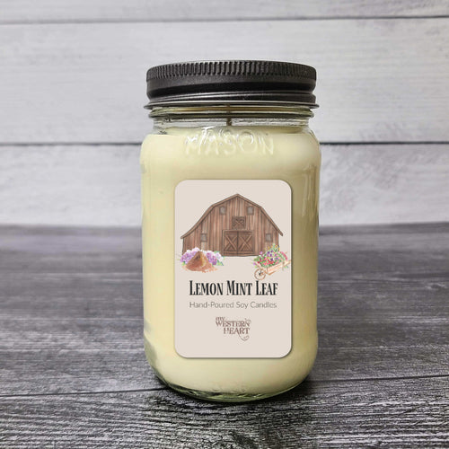 Lemon Mint Leaf Scented Soy Candle by My Western Heart