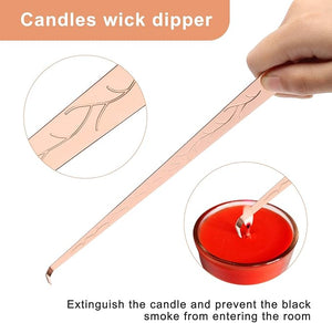 3 in 1 Candle Snuffer Set, 3P Candle Accessory Set with Candle Wick Trimmer, Candle Snuffer and Candles Wick Dipper Candle Cutter Kit for Candle Lovers with Gift Package (Rose Gold)