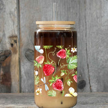 Summer Vibes Glass Soda Can – Country Girl Gift, Strawberries, Dragonflies & Butterflies DesignSoda Can Glasses