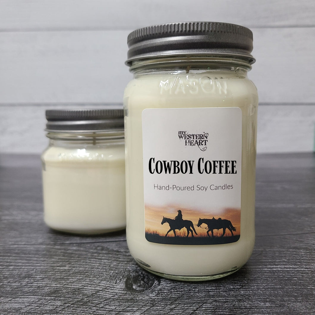 Cowgirl Coffee Scented Soy Candle  in mason jar