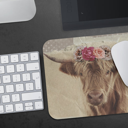 Highland Cow Mouse Pad for Cowgirl Western Office Decor My Western Heart