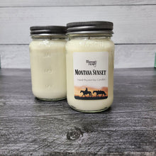 PIne campfire scented soy candle Montana Sunset