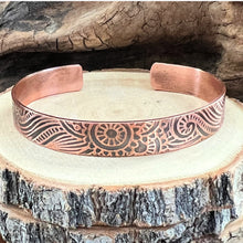 Western Boho Jewelry copper stamped bracelet paisley design