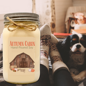 Autumn Cabin mason jar soy candle